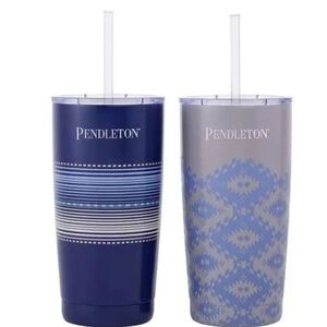 PENDLETON Patterned 20oz Stainless Steel Hot/Cold Tumbler Set (Blue & Gray)